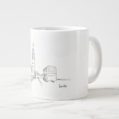 Grande Tasse Londres Dessin Simple noir et blanc (Devant droit)