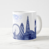 Grande Tasse Londres Skyline - Aquarelle bleue (Devant droit)