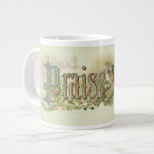 Grande Tasse "Louez Le Seigneur" Art Chrétien Vintage