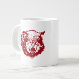Grande Tasse Loup en colère en rouge