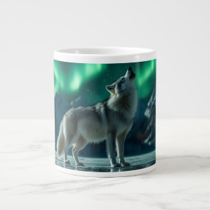 Grande Tasse Loup hurlant sous les aurores boréales