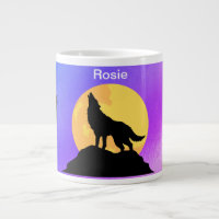 Loups hurlant sur la lune