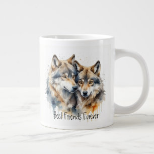 Grande Tasse Loups mignonnes Meilleurs Amis Pour Toujours, BFF,