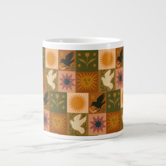 Grande Tasse Lune de soleil céleste Boho Retro (Devant)