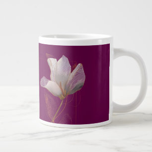 Grande Tasse Magnolia blanche ligne or magenta