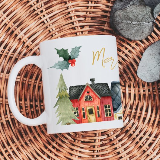 Grande Tasse Maisons de vacances avec nom Joyeux Noël