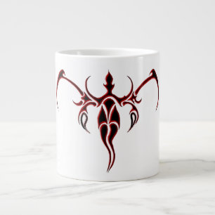 Grande Tasse Mandala d'éléphant tribal orné noir et rouge