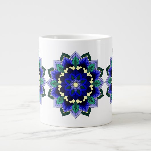 Grande Tasse Mandala Motif 02 en bleu foncé (Devant)