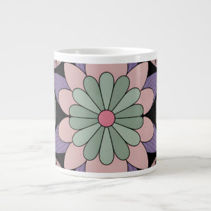 Grande Tasse Mandala Symétrique Floral Rétro Pastel