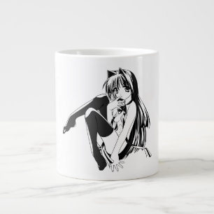 Grande Tasse Manga, Chat fille aux oreilles de chat Furry Kawai
