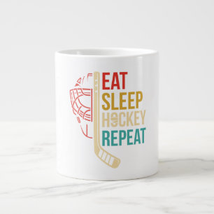 Grande Tasse Manger Hockey Sommeil Répéter Hockey