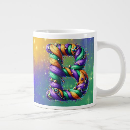 Grande Tasse Mardi Gras Monogramme Initial B (Droite)