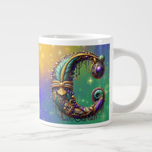Grande Tasse Mardi Gras Monogramme initial C (Droite)