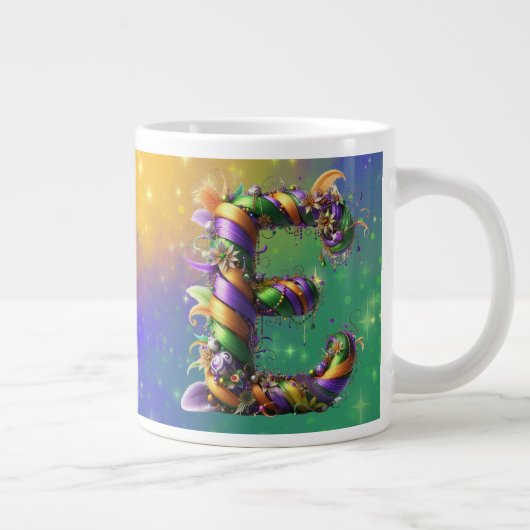 Grande Tasse Mardi Gras Monogramme initial E (Droite)