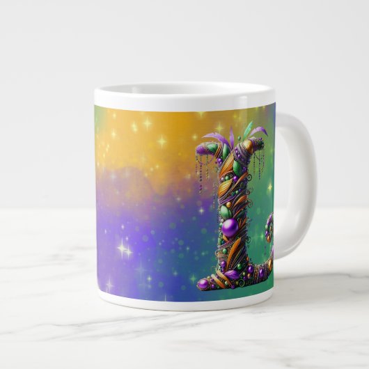 Grande Tasse Mardi Gras Monogramme Initial L (Devant droit)
