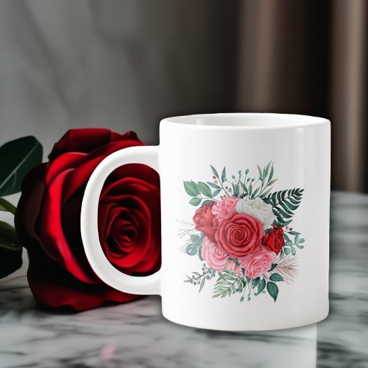 Grande Tasse Mariage d'aquarelle rouge