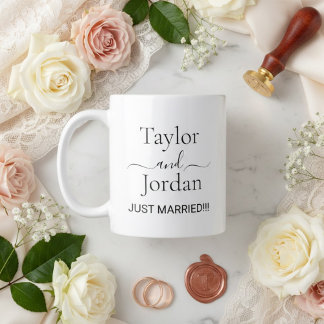 Grande Tasse Mariage Minimaliste Moderne "Just Married"