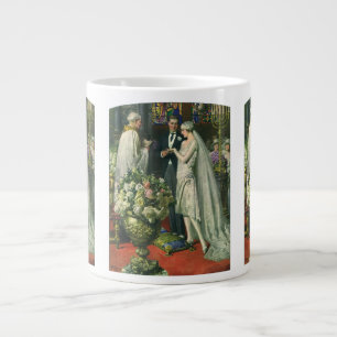 Grande Tasse Mariage Vintage, Mariée et Marié avec Menorah