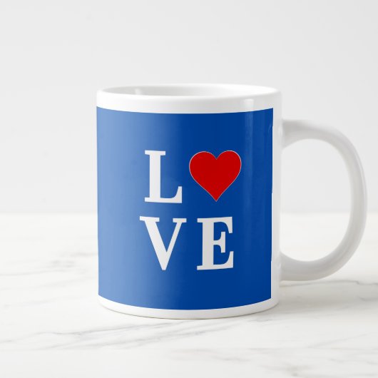 Grande Tasse Marine Bleu AMOUR Rétro élégant (Droite)