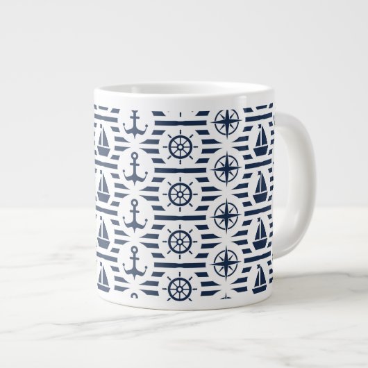 Grande Tasse Maritime En Motif Bleu (Devant droit)