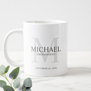 Grande Tasse Masculine Monogramme personnalisé et nom Groomsmen