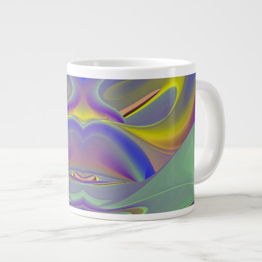 Grande Tasse Mauvais visage, Arc-en-ciel 3D Abstrait (Devant droit)