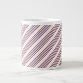 Grande Tasse Mauve violet beige cinq bandes motif (Devant)