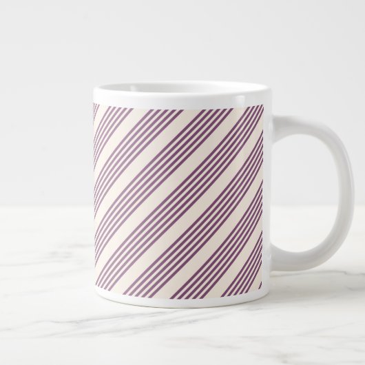 Grande Tasse Mauve violet beige cinq bandes motif (Droite)