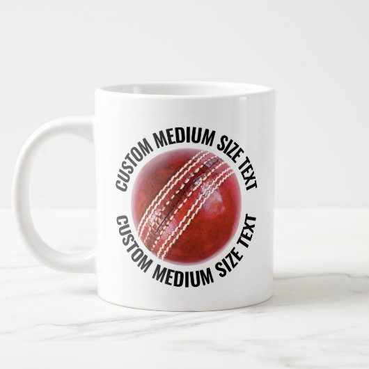Grande Tasse Medium Size Personalized Text Cricket Ball Custom (Gauche)