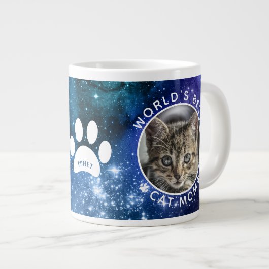 Grande Tasse Meilleur Chat Maman Empreintes de pattes Espace ph (Devant droit)