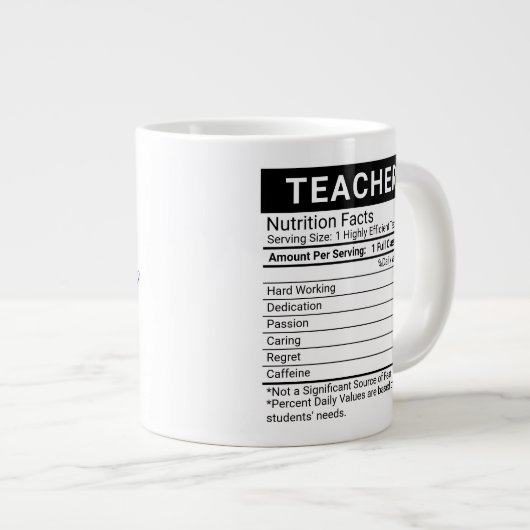 Grande Tasse Meilleur enseignant jamais bleu + valeur nutritive (Devant droit)