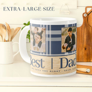 Grande Tasse Meilleur papa Jamais Buffalo Plaid Bois Photo Fête