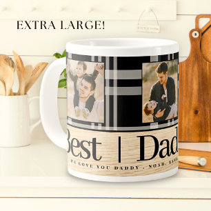 Grande Tasse Meilleur papa Jamais Buffalo Plaid Bois Photo Fête