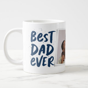 Grande Tasse Meilleur papa que jamais photo moderne bleu marine