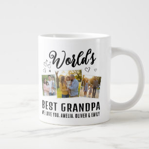 Grande Tasse Meilleur Papy du Monde Personnalisé Collage de 3 P