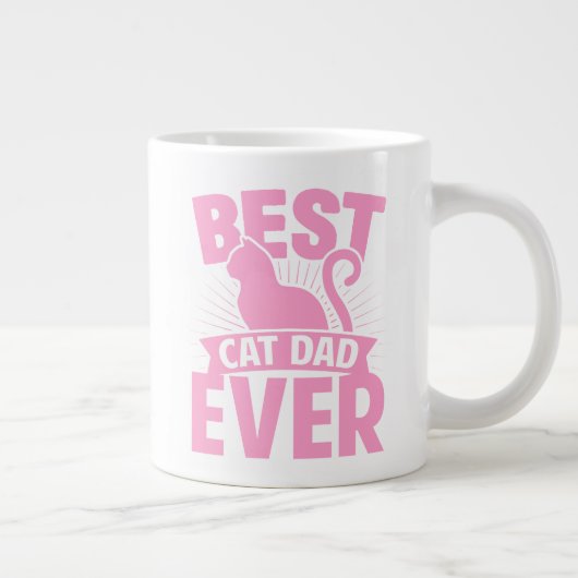 Grande Tasse Meilleur père de chat jamais - Silhouette de chat (Droite)