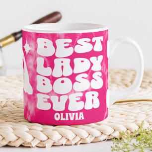 Grande Tasse Meilleure dame Boss Jamais Rétro Pink Tie Dye Pers