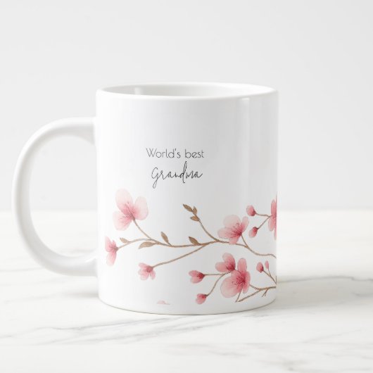 Grande Tasse Meilleure grand-mère du monde - Pastel Floral Pers (Gauche)