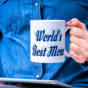 Grande Tasse Meilleure maman bleu bleu demi-texte