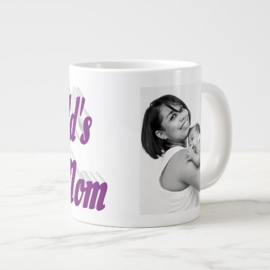 Grande Tasse Meilleure maman photo texte violet (Devant droit)