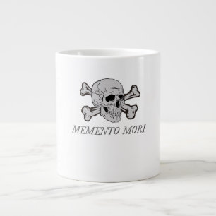 Grande Tasse Memento Mori Crâne Gris et Os Croisés