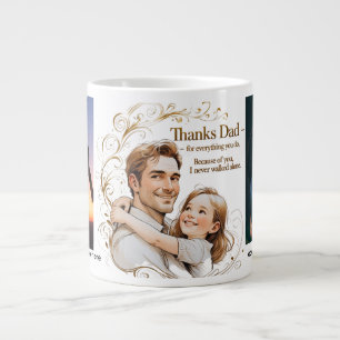 Grande Tasse Merci Papa - Golden Swirls & Love Père Jumbo