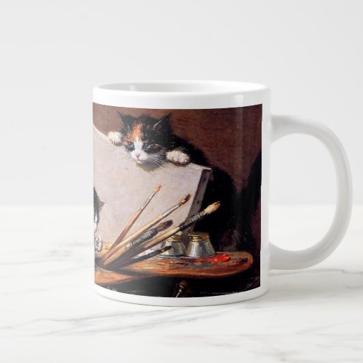 Grande Tasse Mère Chat et chatons sur table (Droite)