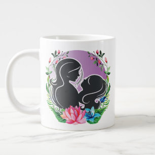 Grande Tasse Mère et fille adorables avec des fleurs colorées