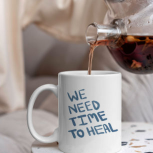 Grande Tasse Message de guérison écrit à la main en bleu semi-f