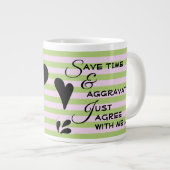 Grande Tasse Message De Typographie Humoristique Sur Les Rayure (Devant droit)