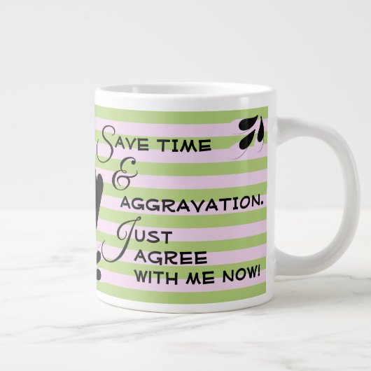 Grande Tasse Message De Typographie Humoristique Sur Les Rayure (Droite)