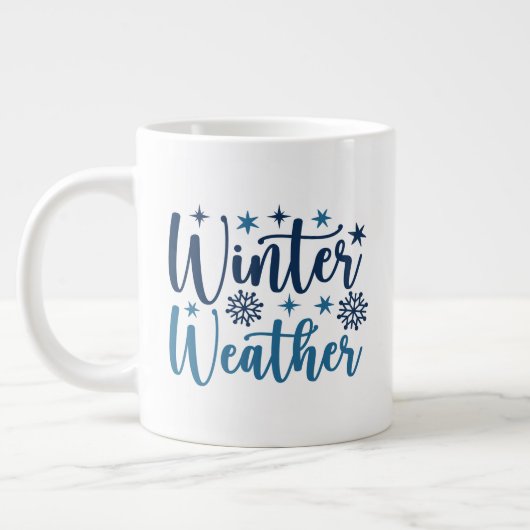 Grande Tasse Météo d'hiver - Typographie des Fêtes Neiges (Gauche)