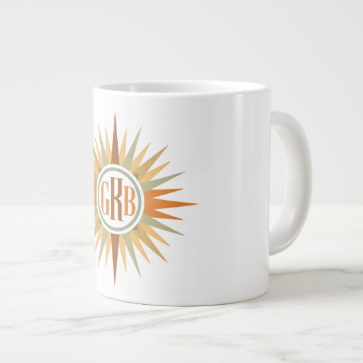 Grande Tasse Mid-Century Starburst Monogram Personalized Retro (Devant droit)
