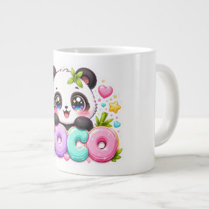 Grande Tasse Mignon Kawaii Coco Panda Nom Pastel Rose Étincelan
